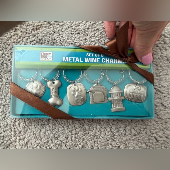 Lucky Dog Metal Wine Charms - Silver Paw & Bone Set NIB - Picture 6 of 6
